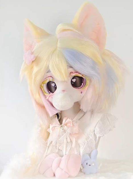 着ぐるみヘッド 猫 NO.48 黄色 全頭ヘッド ケモノ マスク ファースーツ