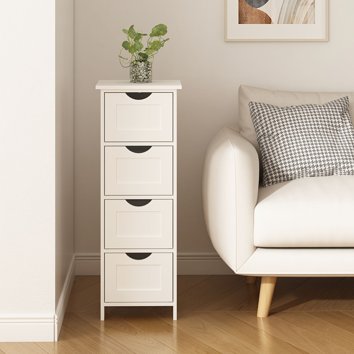 タンス チェスト エレガント 木 北欧 おしゃれ 木製 4段引き出しキャビネット 寝室 リビングルーム バスルーム用 自立式収納オーガナイザー 耐久性 高さ68.58cm以上 136.08kg収納 ポータブルクローゼット 多機能 ホワイト