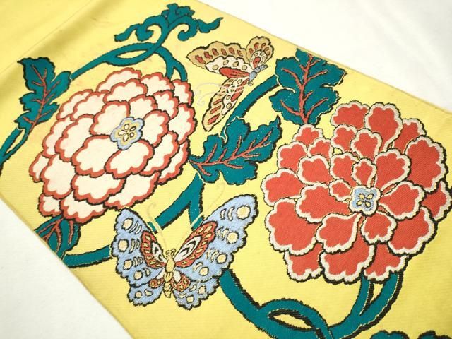 平和屋着物○アンティーク 大正ロマン 太鼓柄 京袋帯 花蝶文 金銀糸