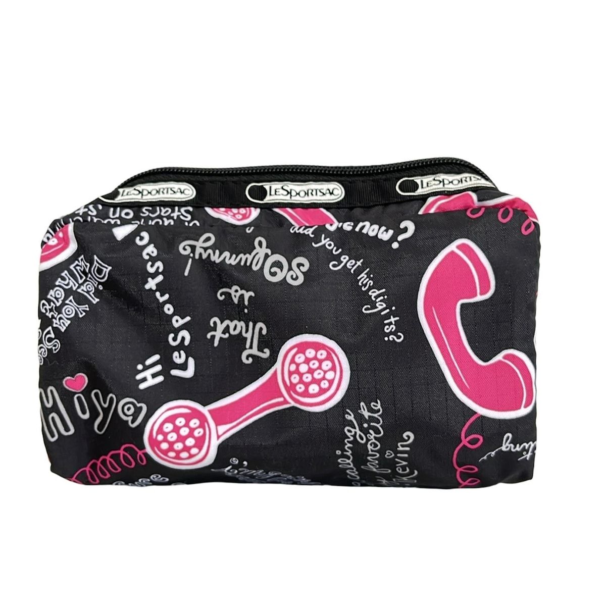 LESPORTSAC レスポートサック ポーチ - 黒×ダークイエロー×白 電話