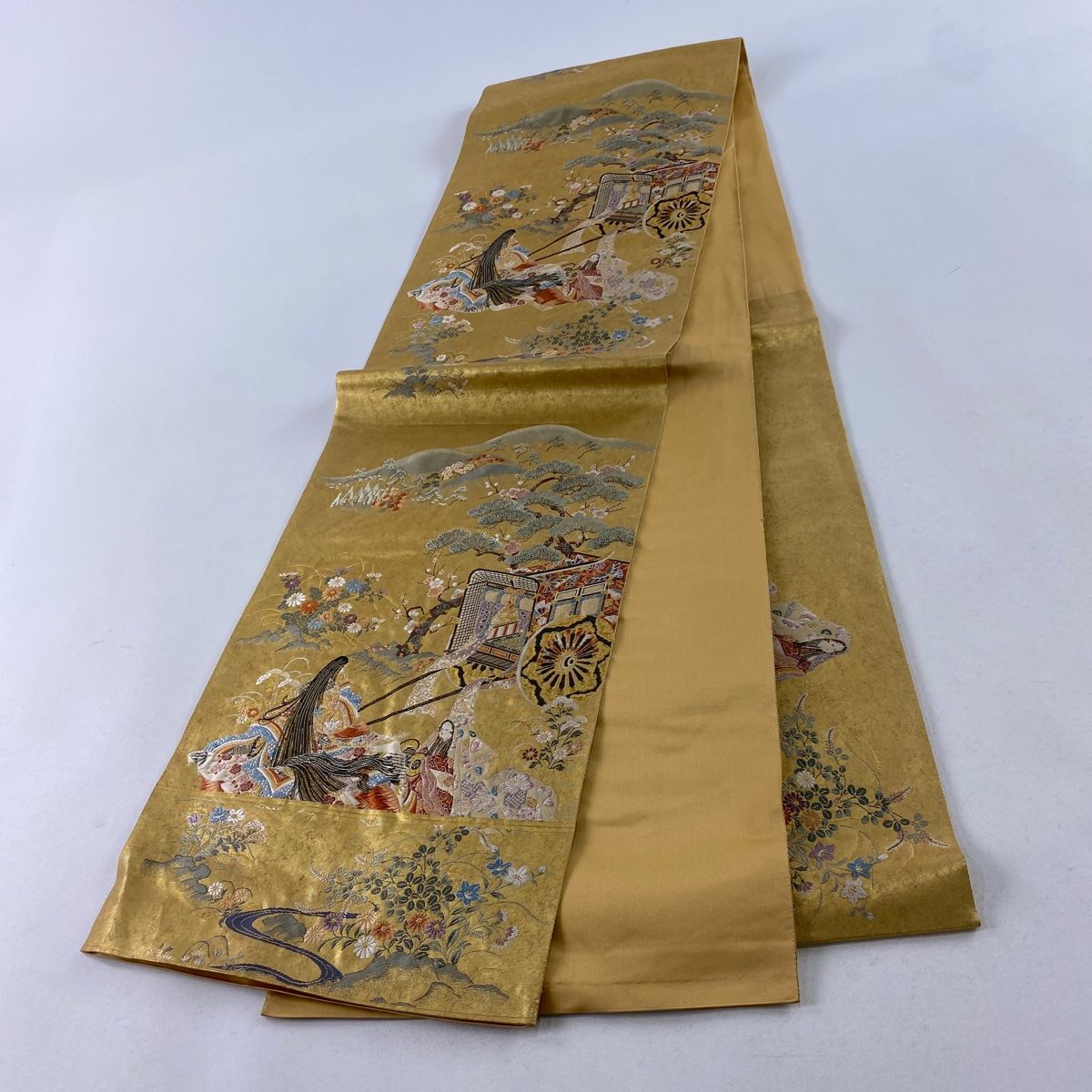 長嶋成織物瀞本金袋帯 袋帯 名品 長嶋成織物 落款 本金箔 瀞金錦 関西仕立て 王朝花苑