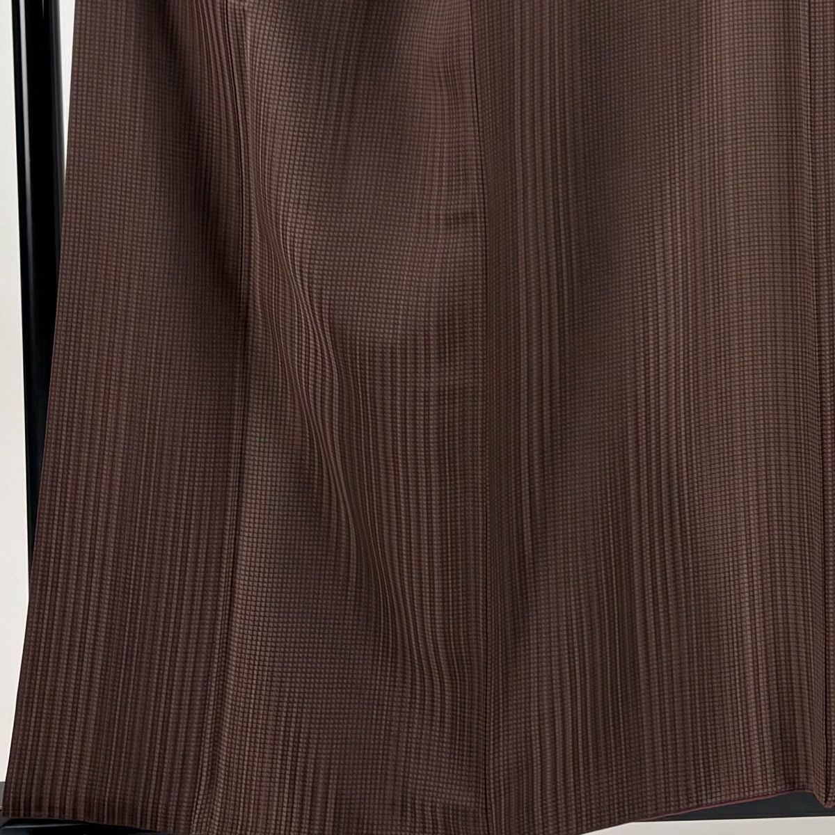 小紋 身丈160cm 裄丈66.5cm M 袷 縞 幾何学模様 焦茶色 正絹 秀品