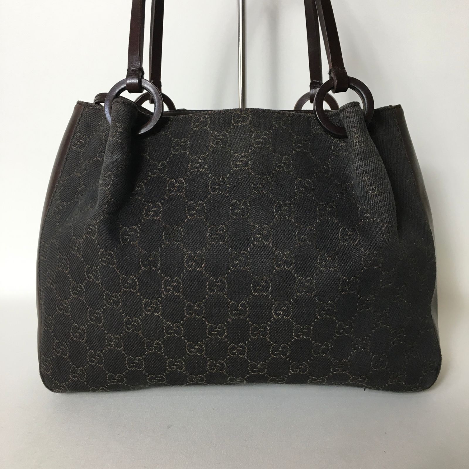 2509-106｜美品｜グッチ GGキャンバス ハンドバッグ ダークブラウン