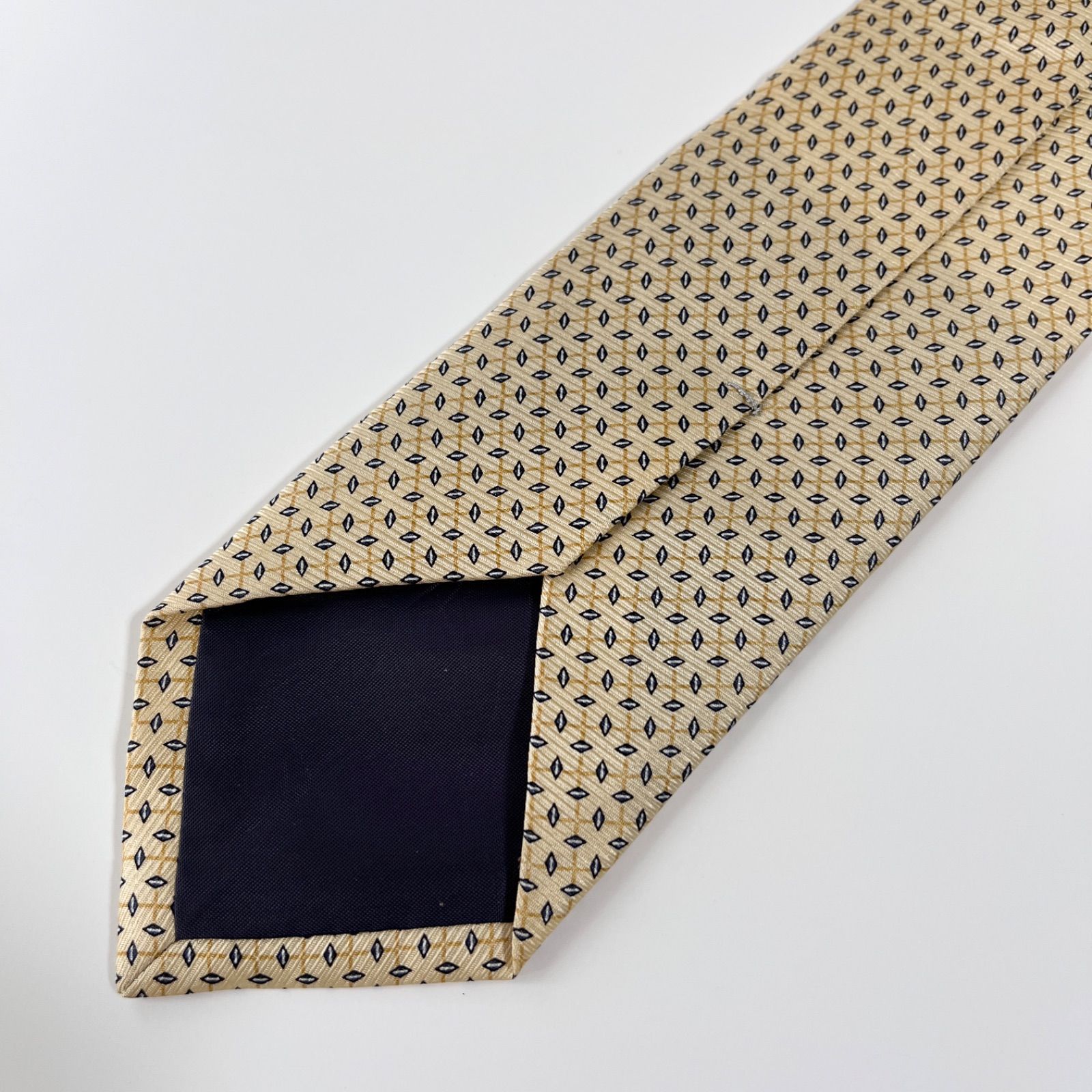 美品 HERMES エルメス ネクタイ シルク100% イエロー ベージュ系