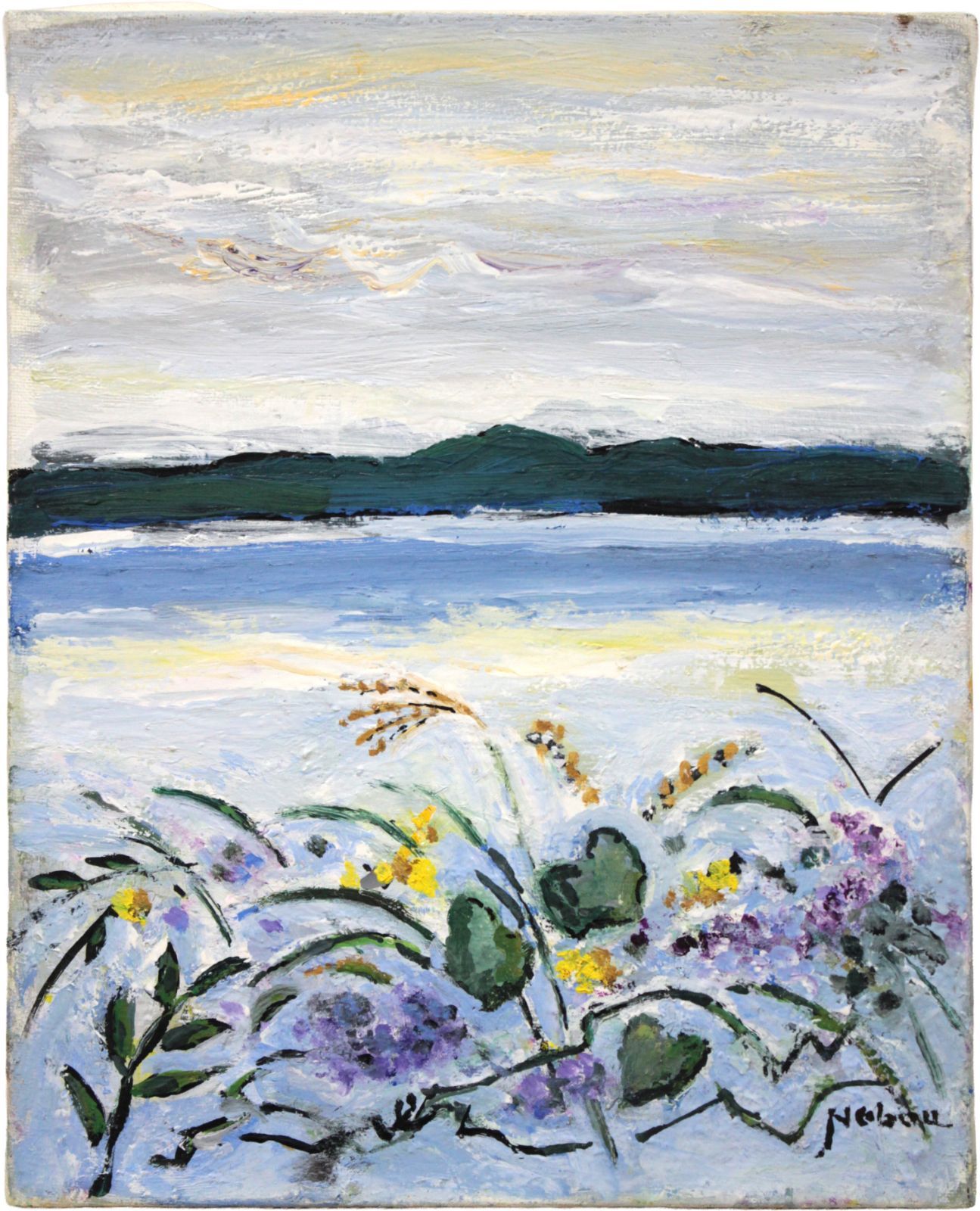 八木伸子 「湖にて」 油絵・油彩画 絵画 八木伸子 「湖にて」 油絵・油彩画 絵画 - メルカリ