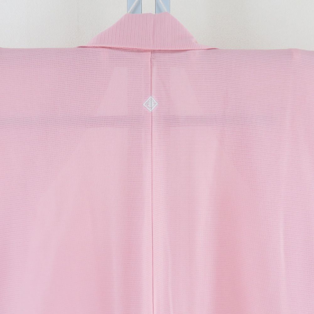夏着物 単衣 絽 バチ衿 正絹 色無地 ピンク色 一つ紋入り 夏用 仕立て上がり 身丈152cm 美品夏着物