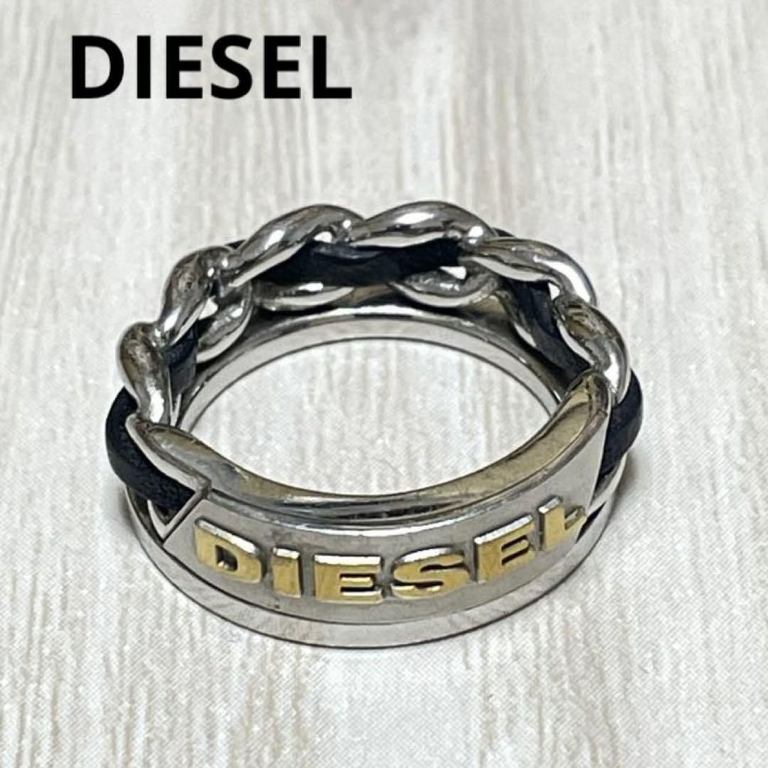 DIESEL ディーゼル チェーン シルバー リング ロゴ おしゃれ - メルカリ