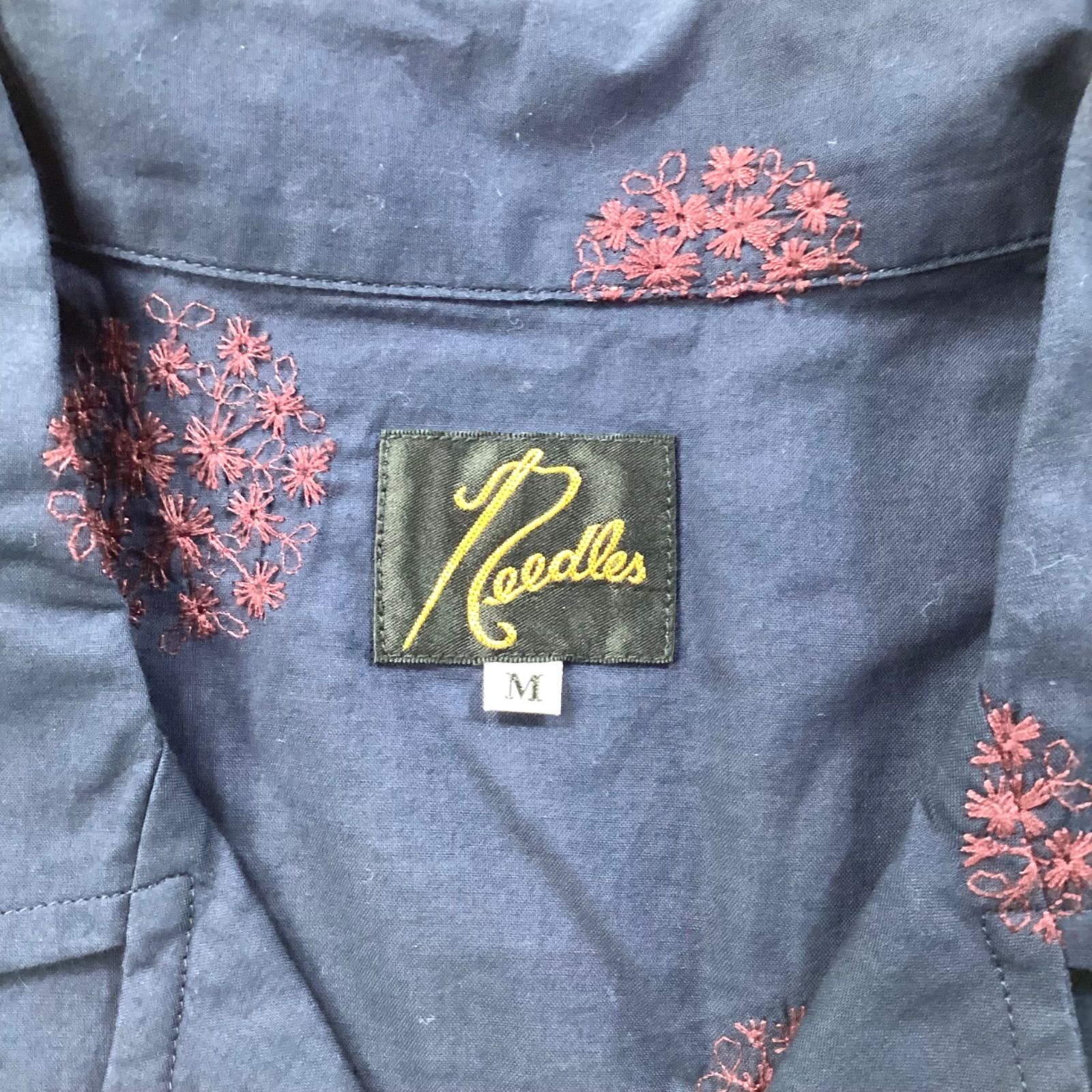 Needles ニードルス オープンカラーシャツ フラワー刺繍 半袖シャツ