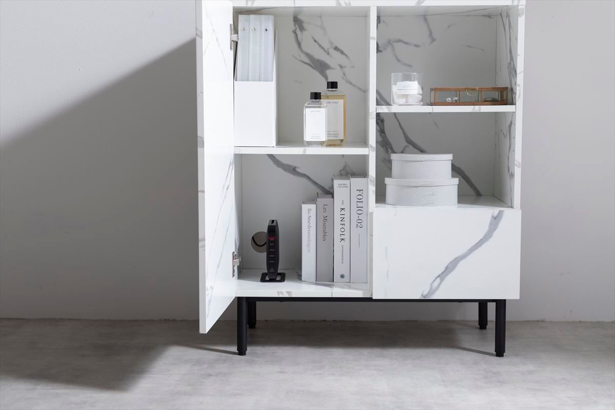 【送料無料】【幅72cm】大理石柄キャビネット ストーン柄 マーブル 棚 収納 送料無料】【幅72cm】大理石柄キャビネット ストーン柄 マーブル 棚