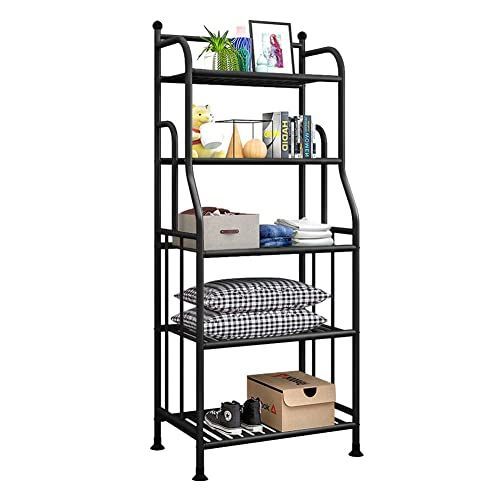 ブラック_153*58*28cm メタルラック オープンシェルフ ラック キッチン収納 レンジ台 棚 食器棚 家電収納 収納家具 シェルフ 組立u0026お手入れ簡単 ブラック 5段 133cm*58cm*28cm