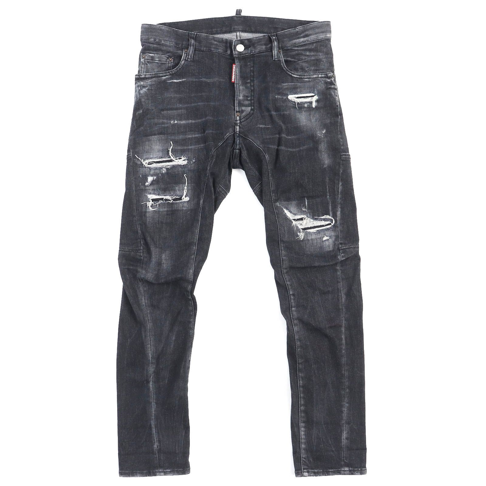 ドンドン見直し】良品△DSQUARED2 ディースクエアード 23AW S71LB1271 TIDY BIKER ロゴレザーパッチ ボタンフライ  クラッシュ デニムパンツ ダークグレー 44 正規品 メンズ - メルカリ