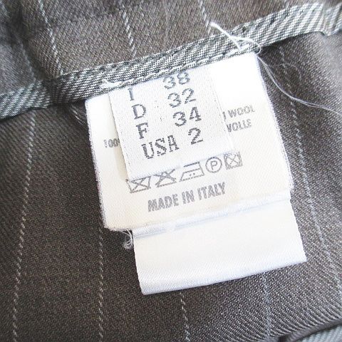 早い者勝ちの限定セール。 ブルネロクチネリ BRUNELLO CUCINELLI グネックスフォー GUNEX FOR ストライプ柄 膝丈 フ スカート スカート 38 茶系 ブラウン イタリア製 ポケット 毛 ウール 送料無料も!