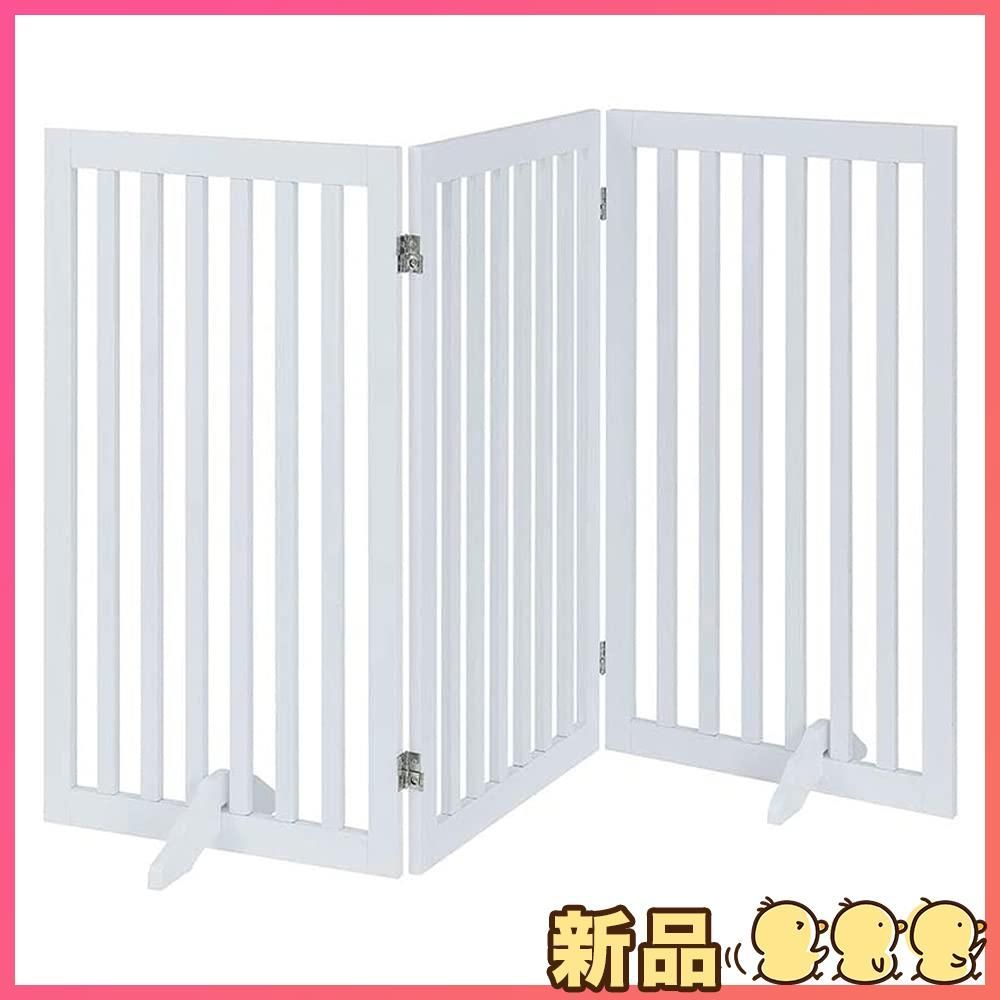 新品unipaws ハイタイプペットゲート置くだけ木製バリア、犬用フェンス 、白い