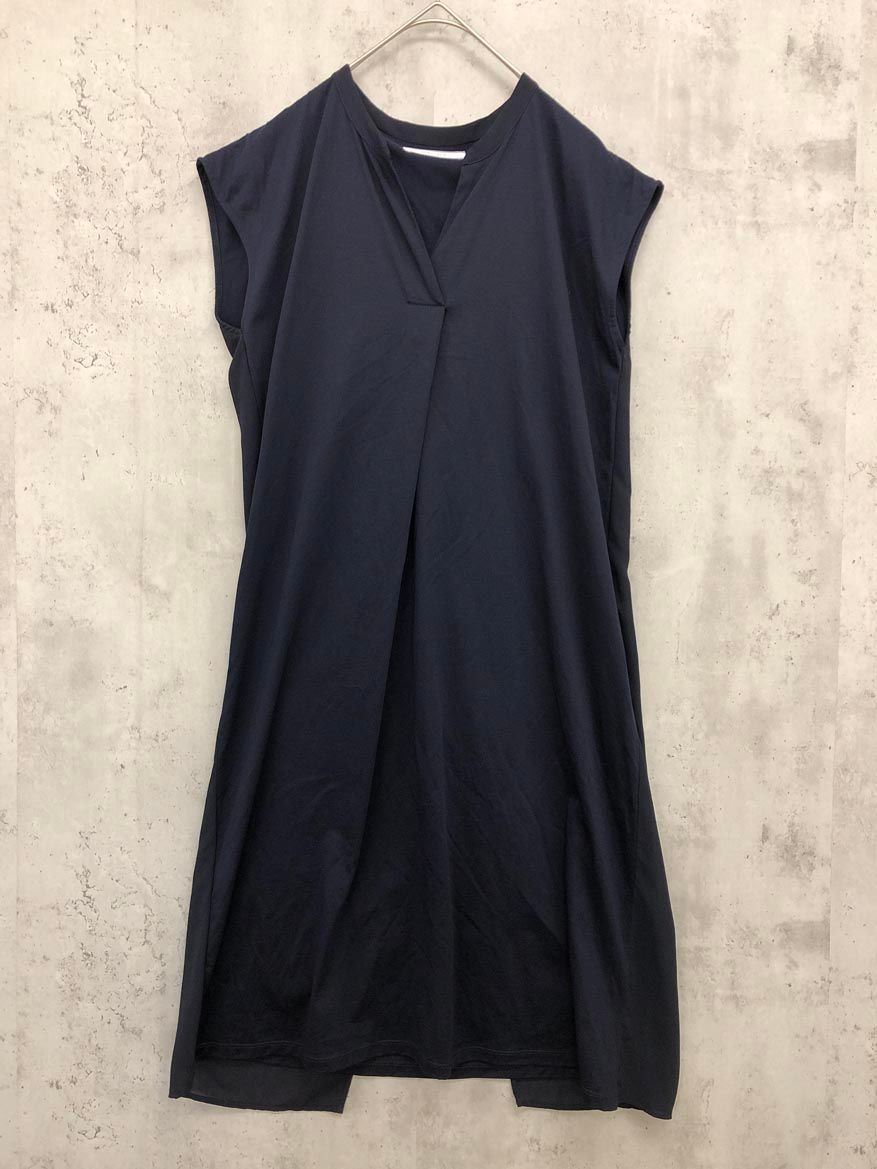 BEIGE， ベイジ バックシフォン スキッパー ワンピース size2/紺