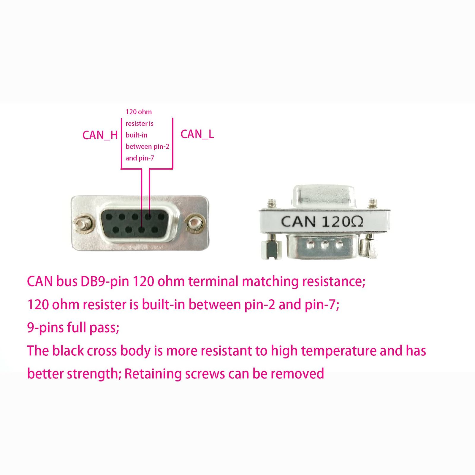 BUELEC CAN DB9 120ohm CAN Bus Terminal Resistance DB9 Female to Male Connector with Accuracy of one Thousandth 120 Ohm Resistance