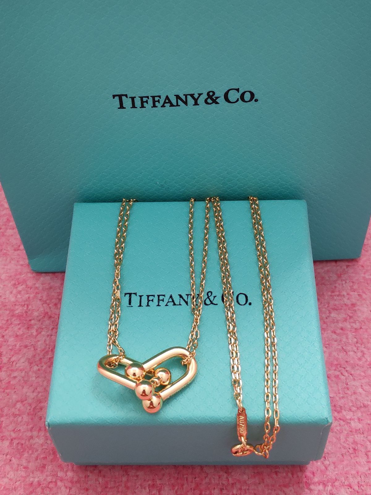 超人気🌸Tiffany&Co・ティファニー　ネックレス　ハードウェア” ダブルリンク ペンダントネックレス　金色　◆レディース◆　極美品　新品