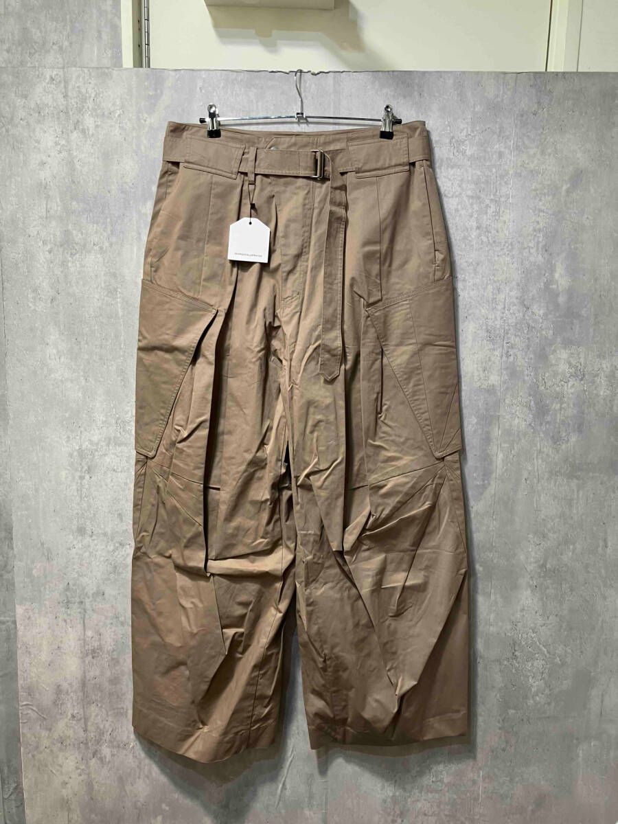FFFPOSTALSERVICE WIDE BELTED DRAPED TROUTHERS ロングパンツ サイズ 34 ベージュ エフエフエフポスタルサービス