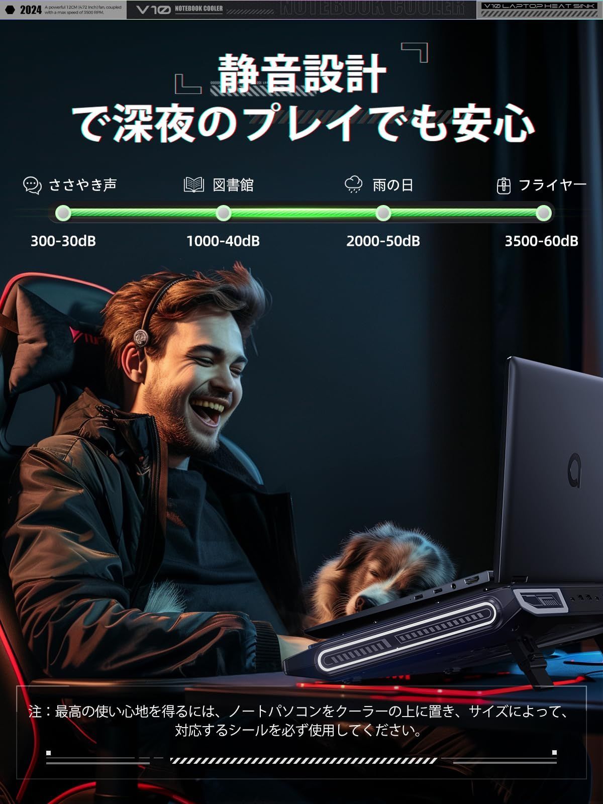 2025新登場 強力ファン llano V10 ノートパソコン 冷却台 冷却ファン ノートパソコン 冷却スタンド ターボブースト技術 空冷式冷却 風量調整可 防塵保護 急速冷却 12cm大口径遠心ファン 360°全方位送風 3段階高さ調節 13 CHRISTIANNAURATH_COM_BR