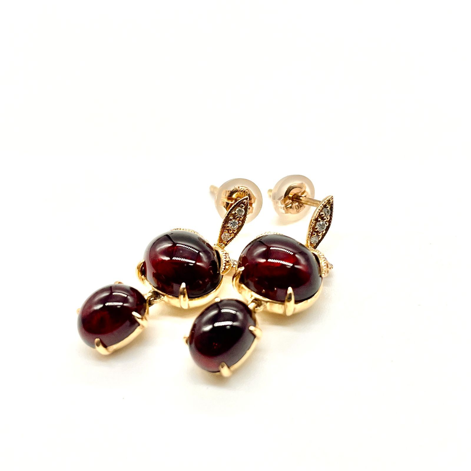 碌山 ROKUZAN ロクザン K14 ダイヤモンド ガーネット ゴールド ピアス  