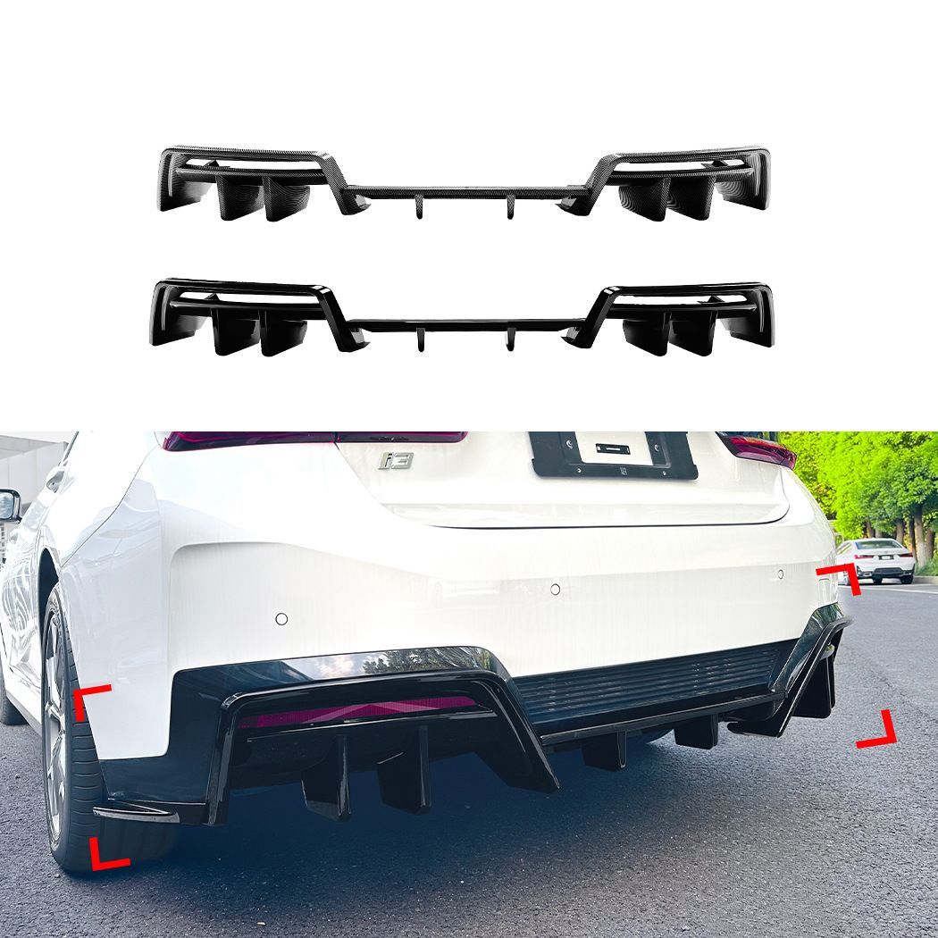 <!-利用不可文字-!><!-利用不可文字-!> <!-利用不可文字-!><!-利用不可文字-!> BMW i3 2025年式以降 リアディフューザー＆エアロブレード コーナーガーニッシュ フルエアロ外装カスタムセットlwc503 アイテム