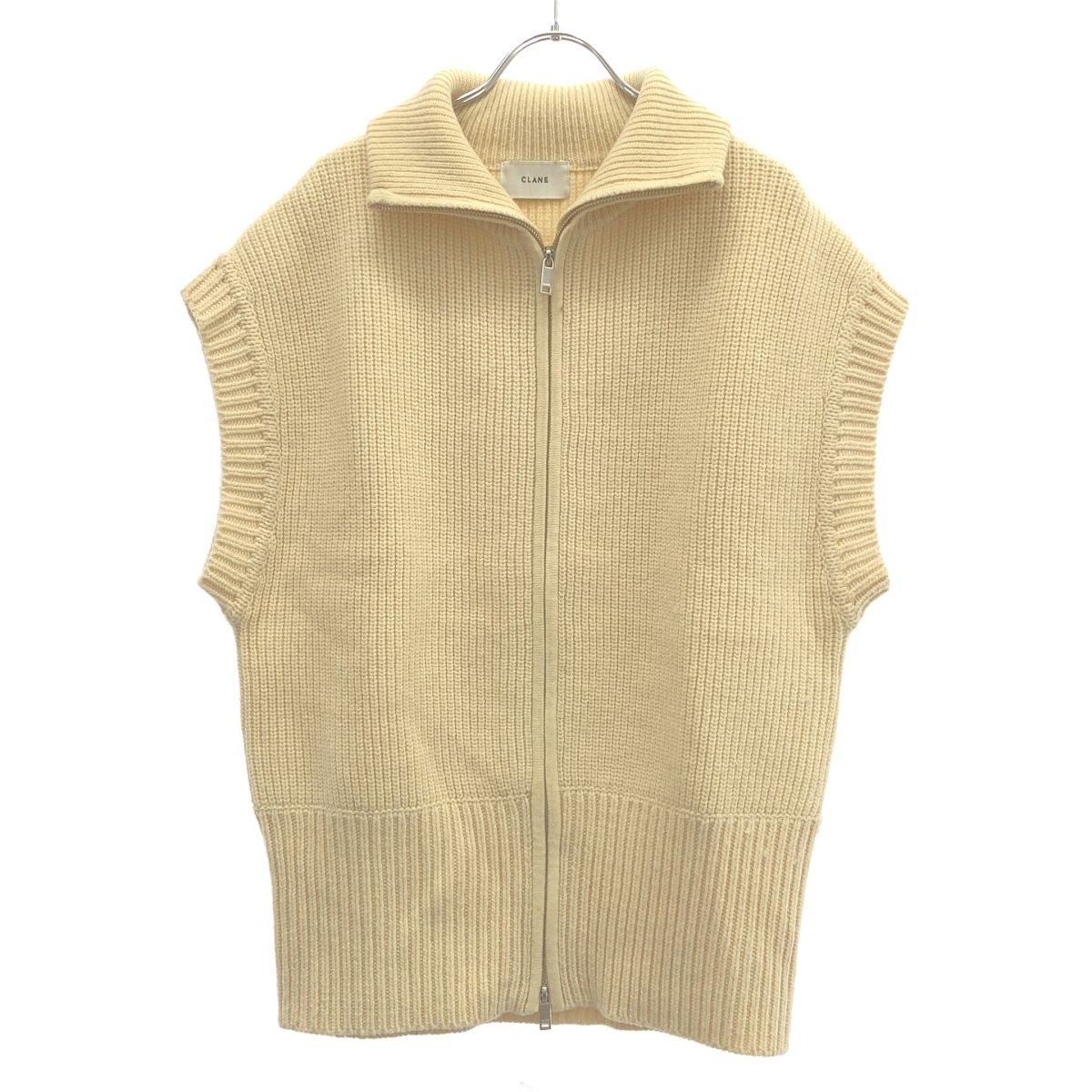 CLANE クラネ ZIP COLLAR KNIT VEST ジップ ニットベスト 13106-2082 アイボリー 2