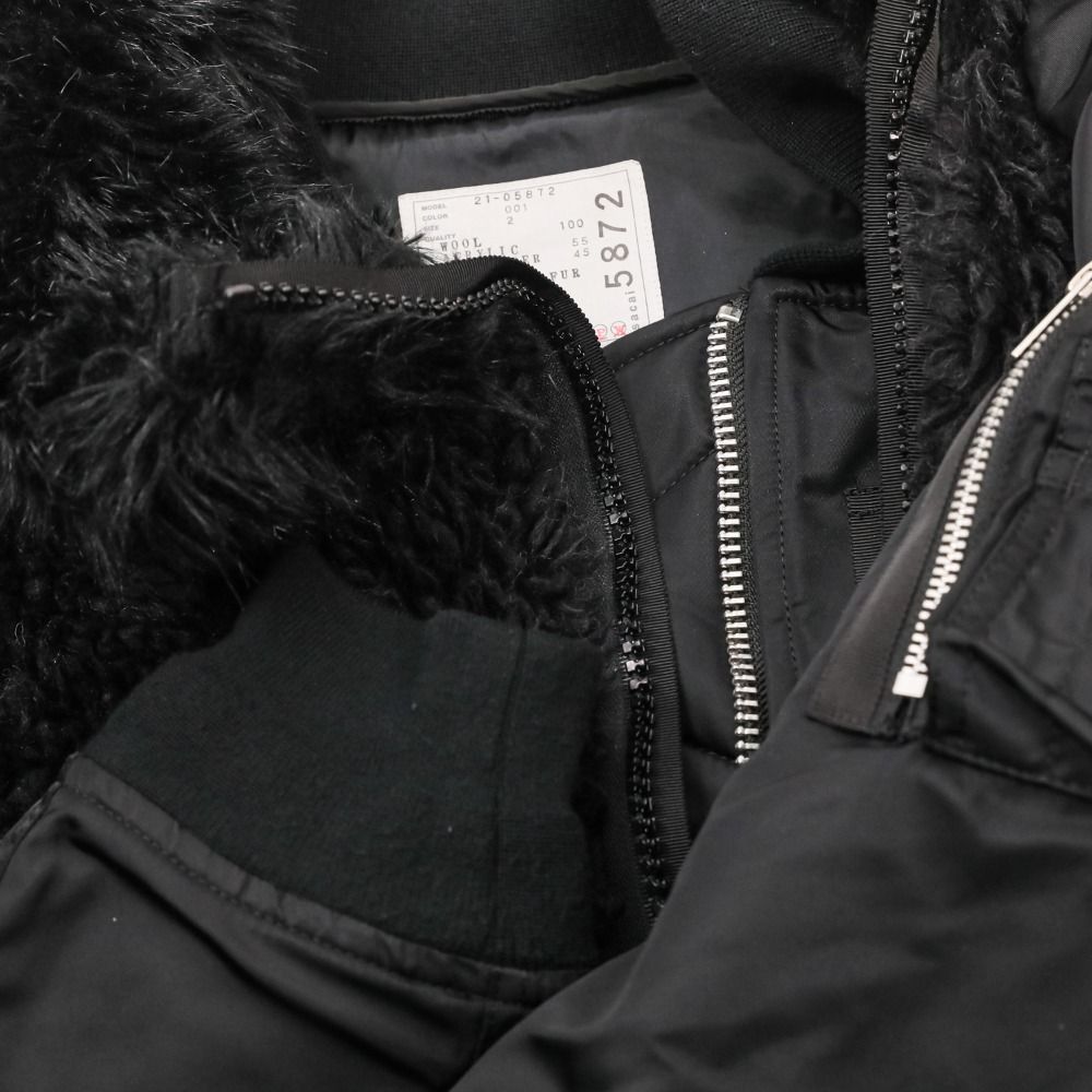 美品 21AW Sacai サカイ ボアドッキング MA-1 フェイクファー