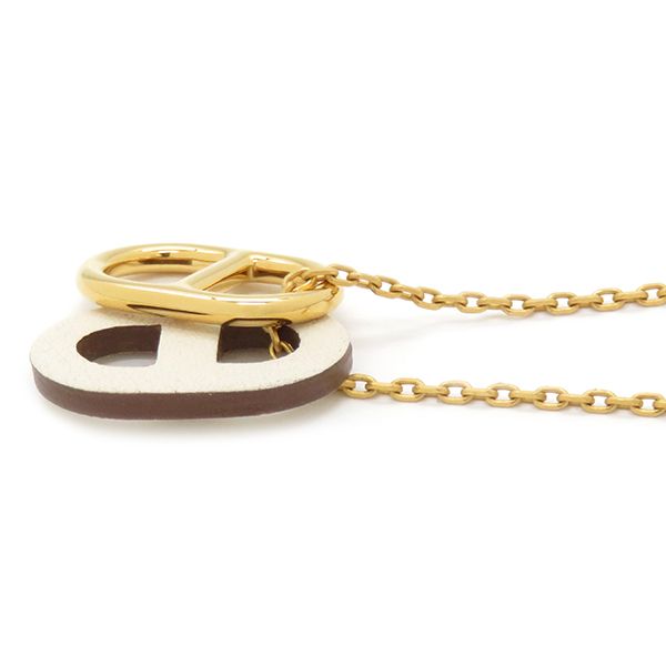 エルメス HERMES ネックレス オーマイヨン PM レザー GP ゴールド 