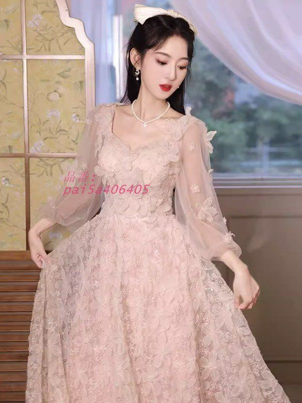 パーティードレス ロング丈 ファスナータイプ 袖あり 花柄 ドレス カラードレス パーティー ワンピース カクテルドレス イブニングドレス pai5a406405 HAPPYPLANETSERVICEAPARTMENTS_COM