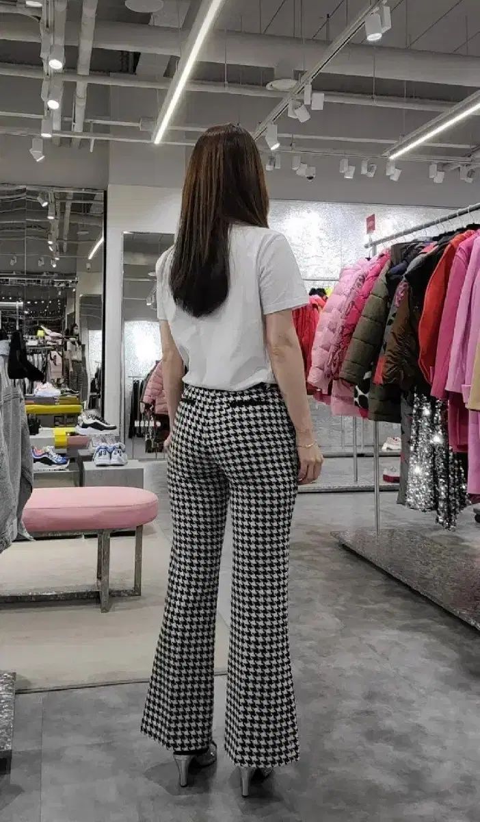 MSGM ブーツカット ツイードパンツ ピンク