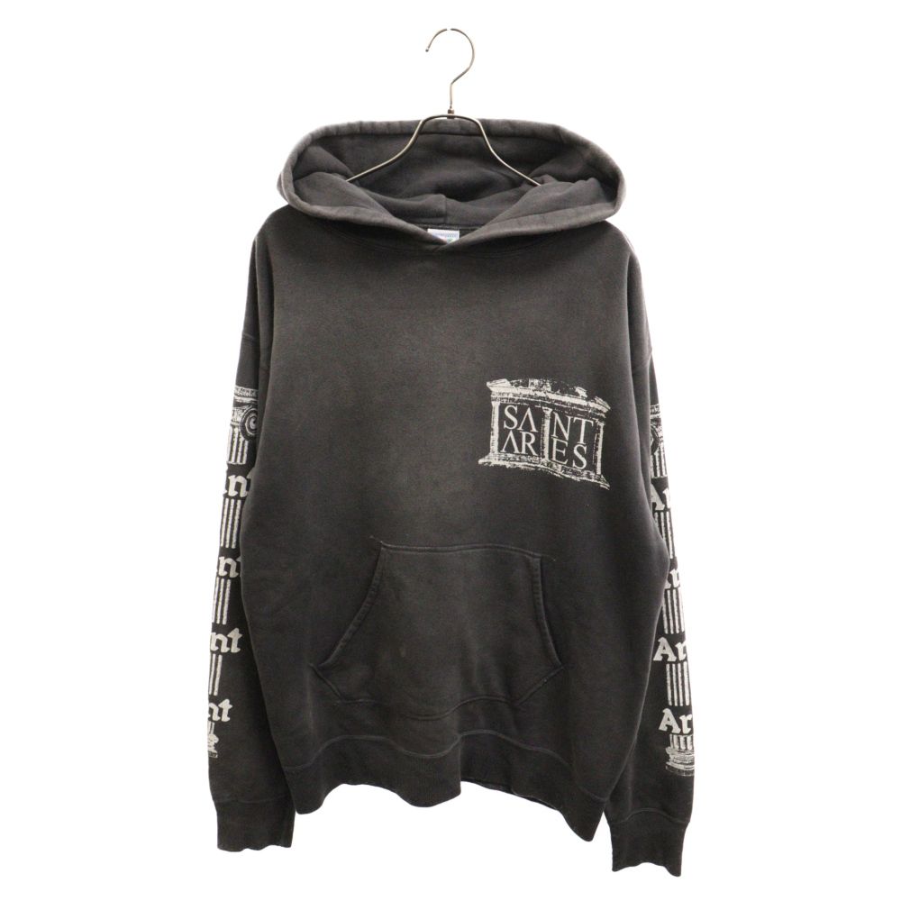SAINT MICHAEL (セントマイケル) 23AW ARS CRW HOODIE ST ARIES アリーズ ヴィンテージ加工 プルオーバー パーカー ブラック SM-A23-0000-C03