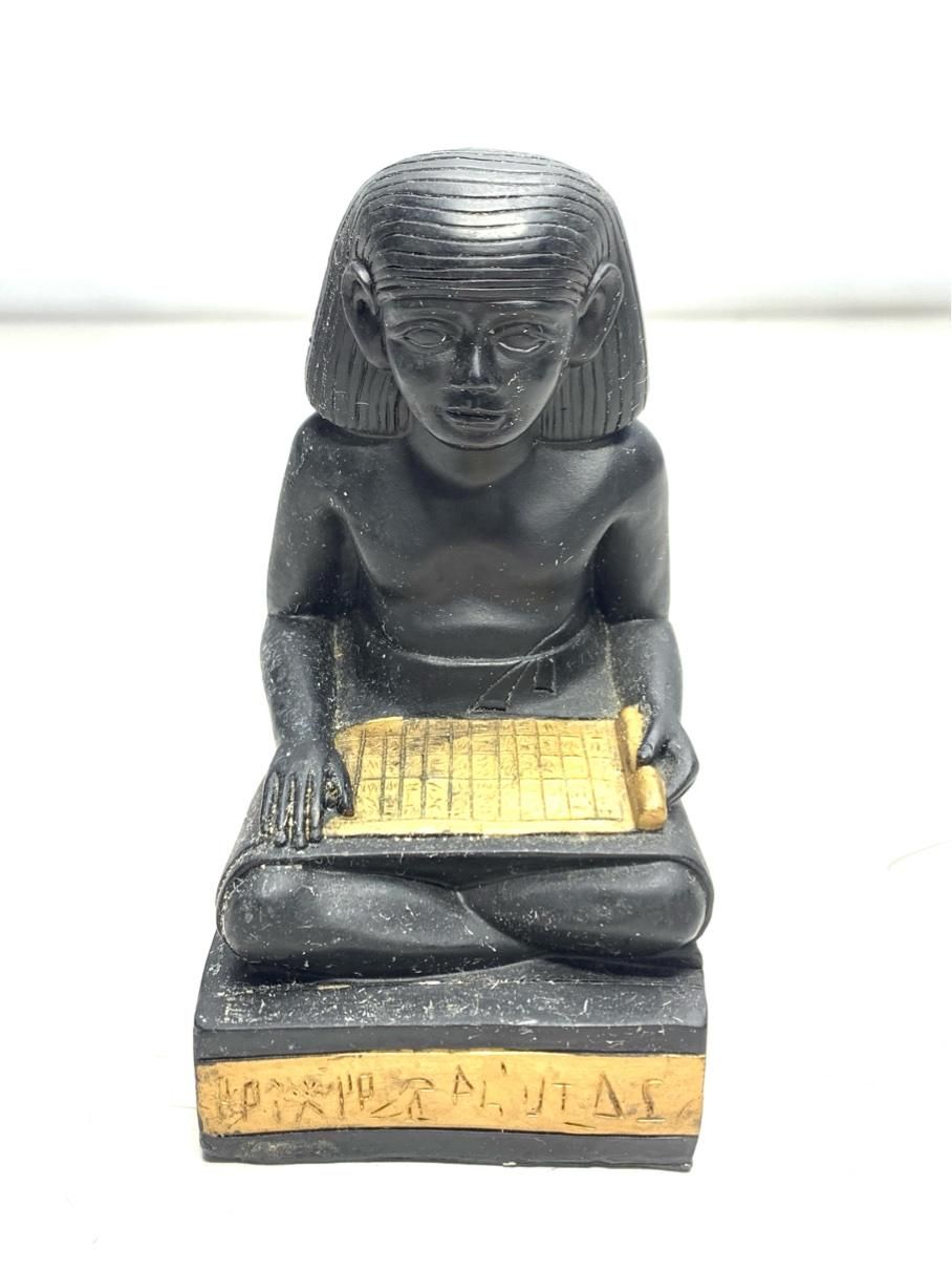 高貴スクライブ像 置物 人形 古代エジプト 象形文字 アンティークインテリア レトロ ヴィンテージ A9111A06