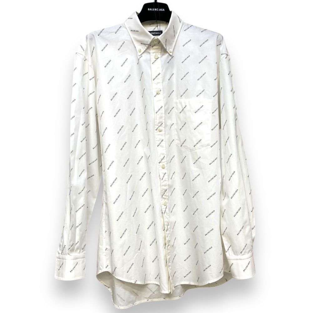 BALENCIAGA ALL OVER LOGO 総ロゴシャツ サイズ37 ホワイト