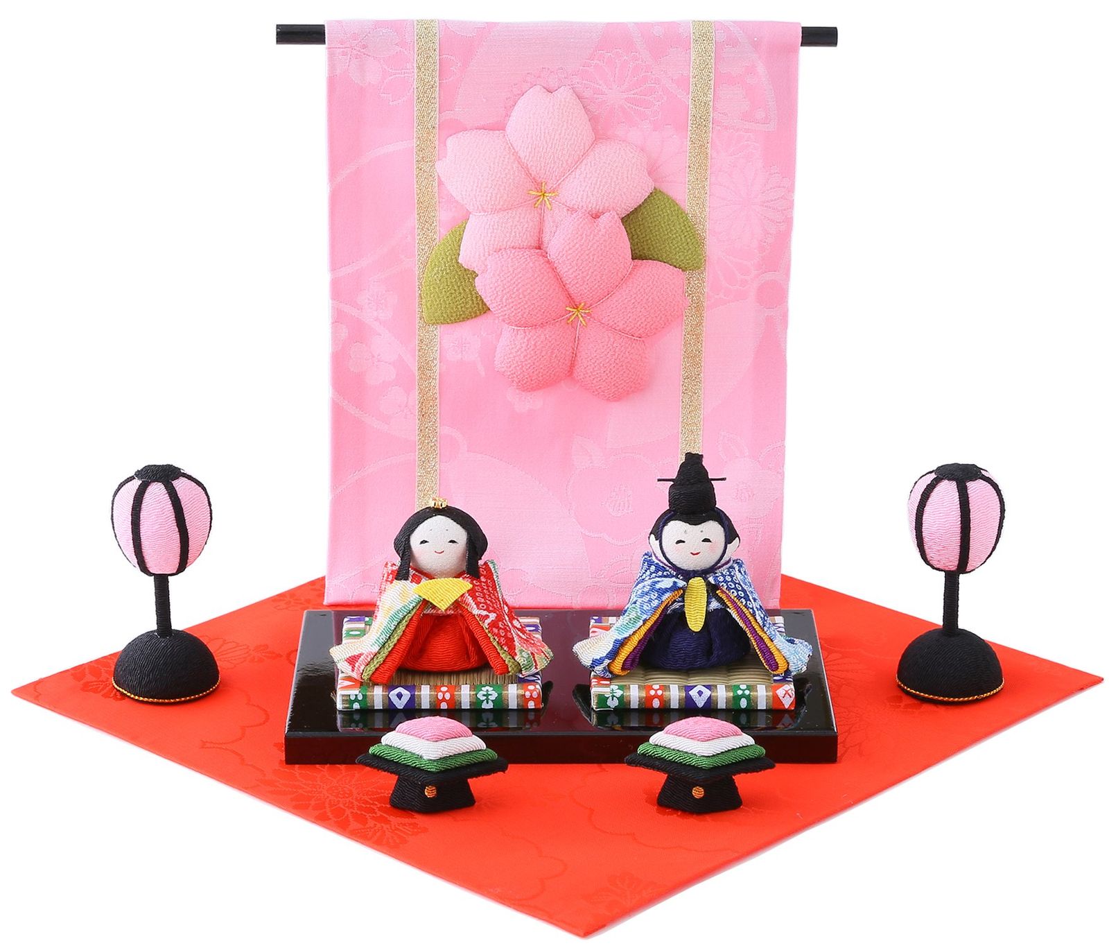 花几帳わらべ雛 ひな祭り 節句 ミニ 小さい ひな人形 コンパクト ちりめん 