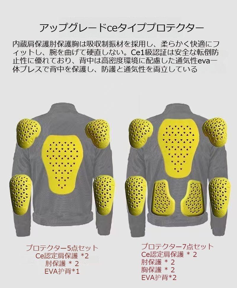 ストライプデザインジャケット メッシュジャケット プロテクター5点 