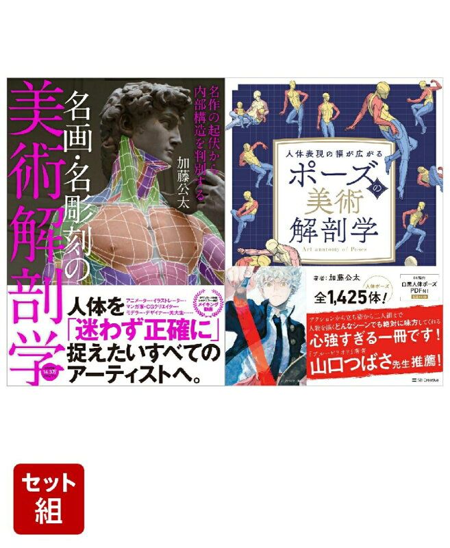 ポーズ 名画 名彫刻 の美術解剖学 2冊セット