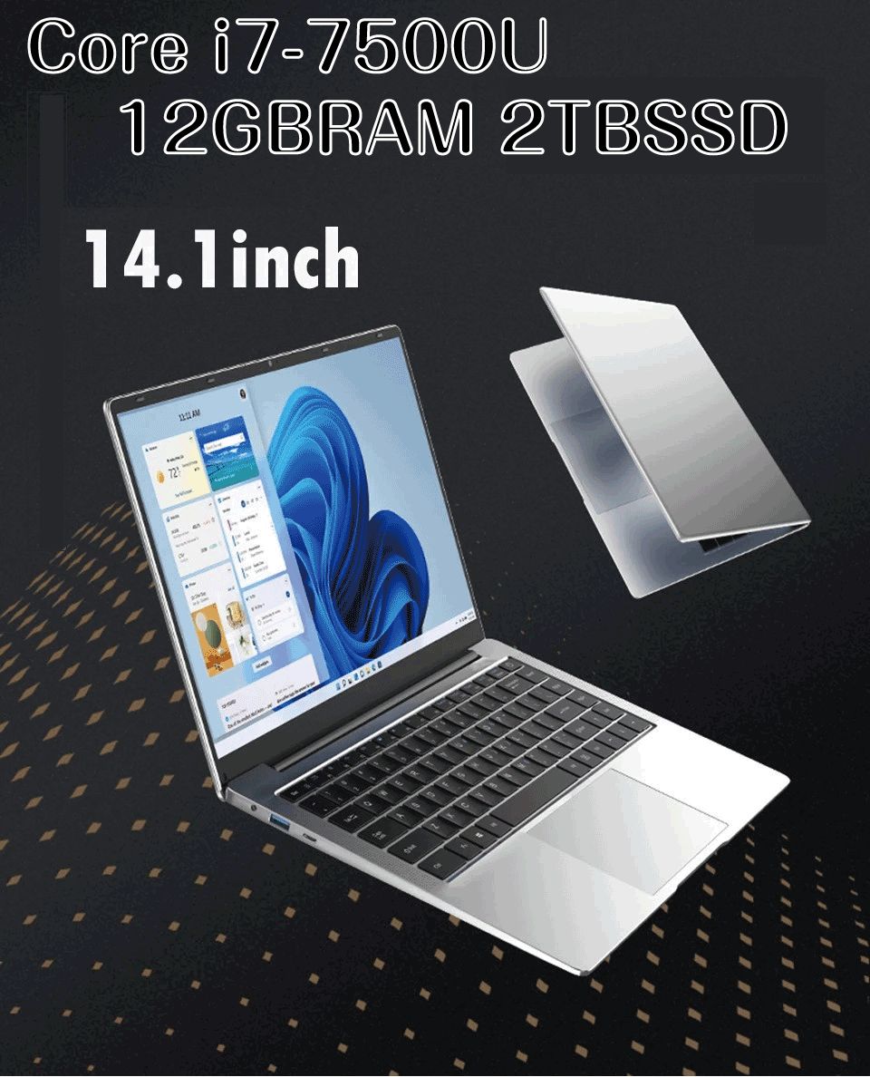 FANHUN 14.1インチ Windows 11 Pro搭載 ノートパソコン Core i7-7500U 12GB RAM 2TB SSD Office 2025 Professional Plus ノートブック