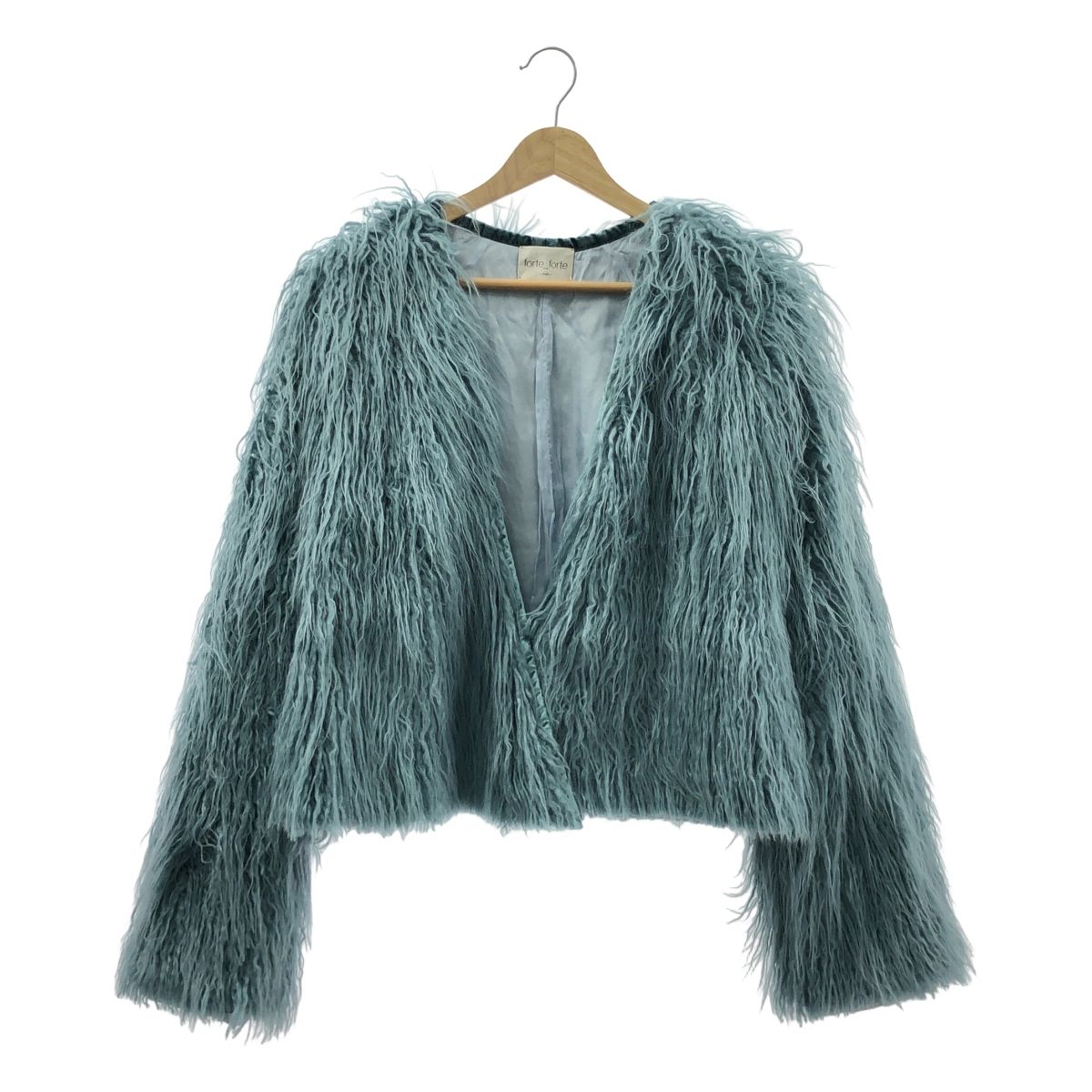 forte_forte | フォルテフォルテ | エコファー ノーカラージャケット | ライトブルー | レディース