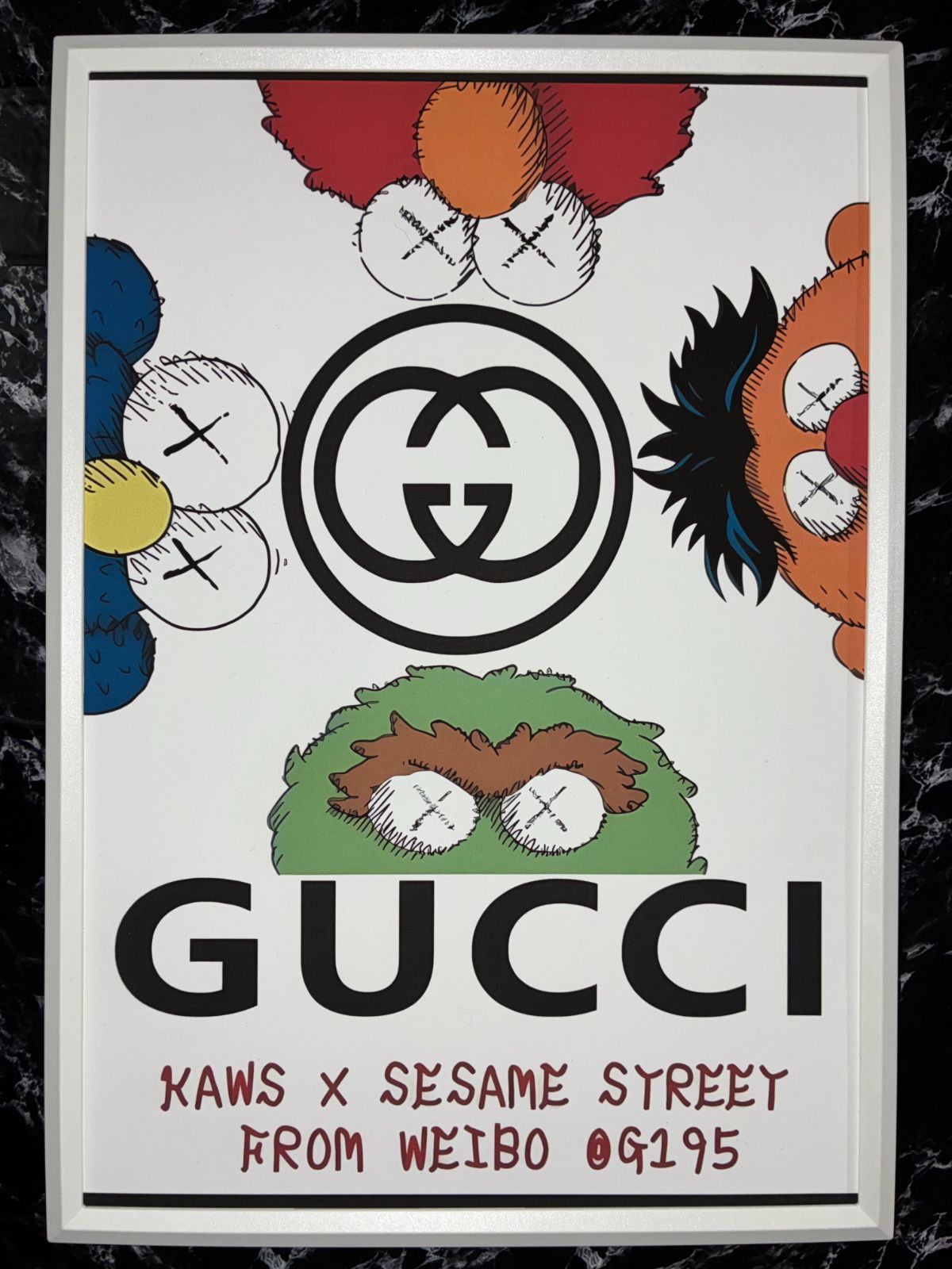 ヴィンテージ ポスター　GUCCI GUCCI KAWS x SESAME STREET パロディアート 額付き - メルカリ