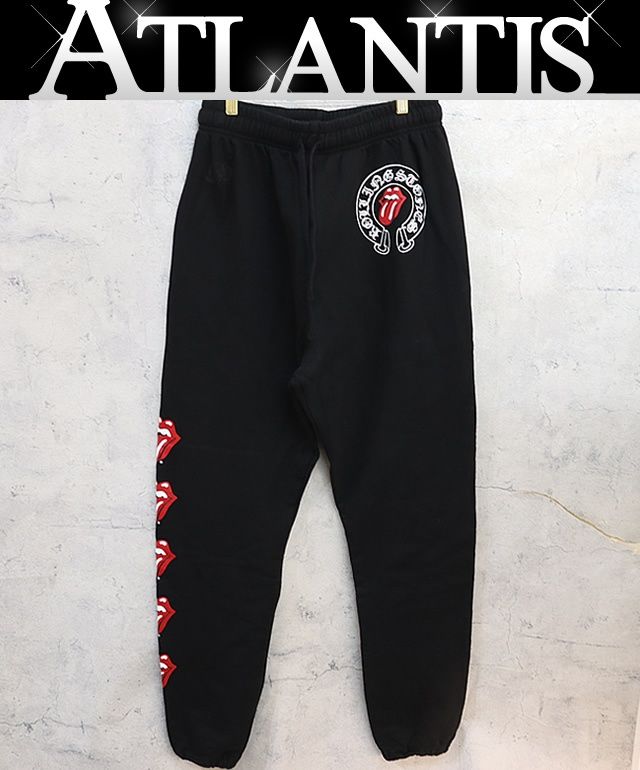 CHROME HEARTS 銀座店 クロムハーツ 美品 リップ＆タン プリント スウェットパンツ 裏起毛 メンズ size:L 黒 97679