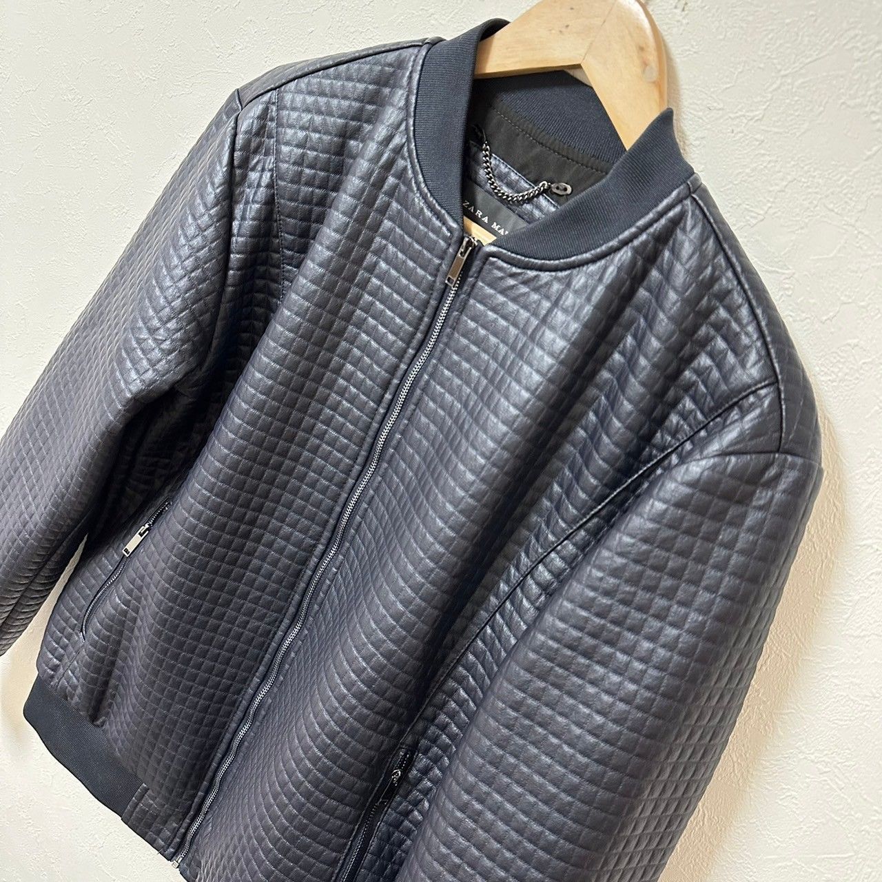 w^)b ZARA MEN ザラ フェイクレザージャケット ボンバージャケット