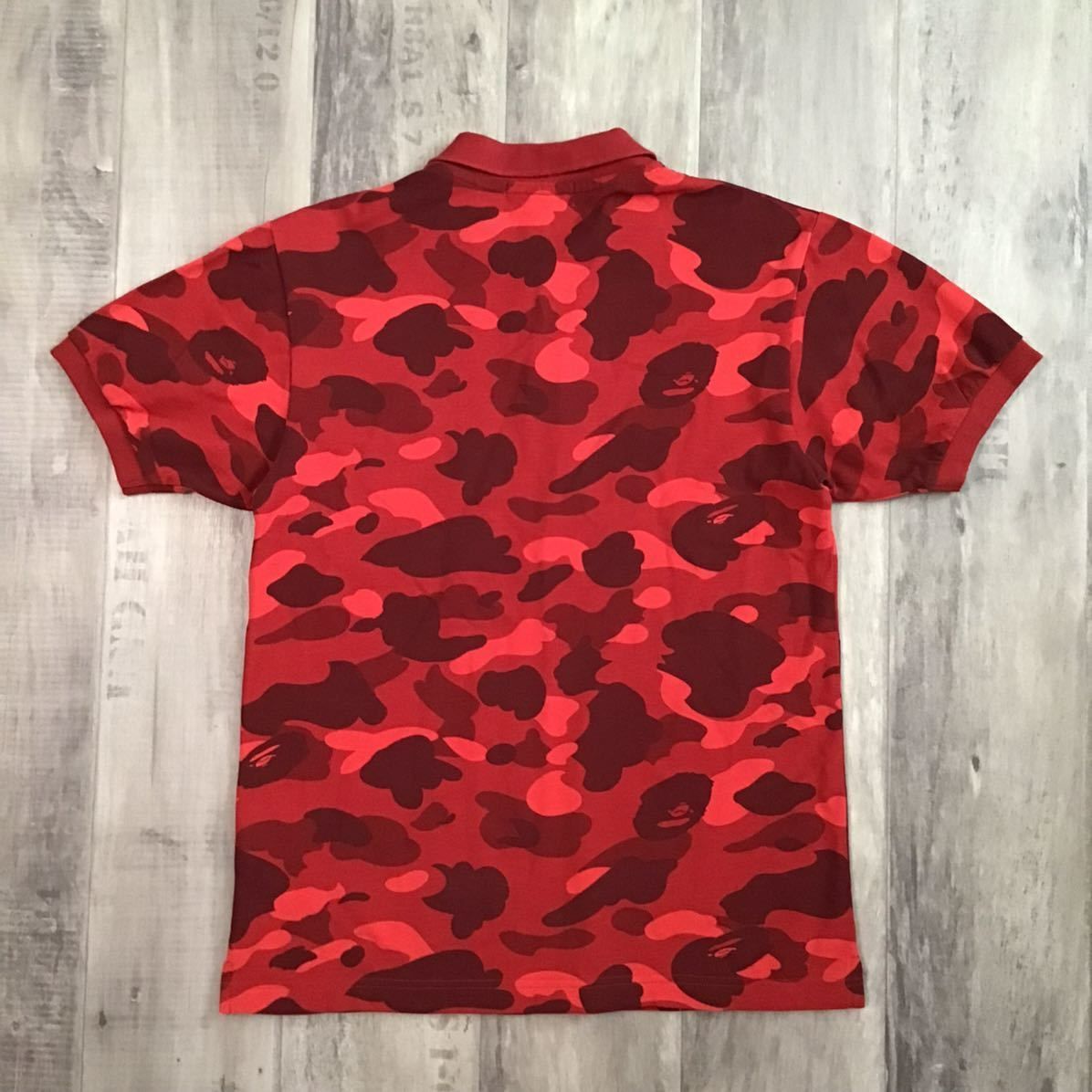 Red camo APE HEAD LOGO ポロシャツ Sサイズ a bathing ape BAPE
