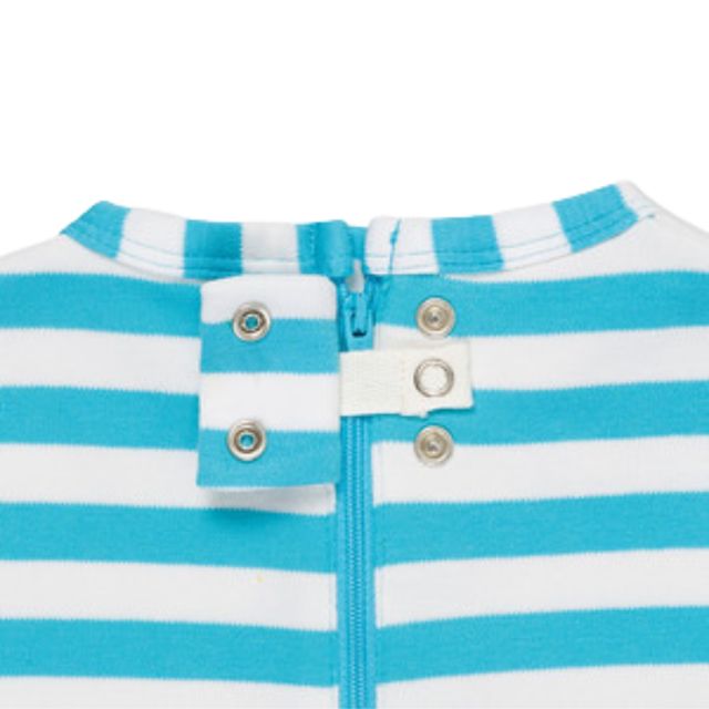 介護用子供服 オムツいじり対策 介護用つなぎパジャマ 半袖 長ズボン 弄便対策 カラー トロピカルブルー STEELWINDOWSANDDOORS_COM