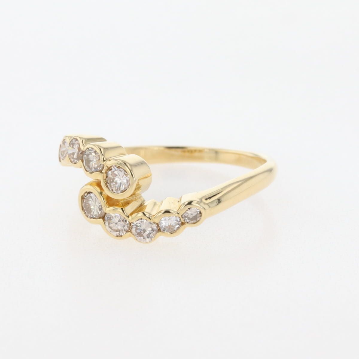 メレダイヤ デザインリング YG イエローゴールド 指輪 リング 8.5号 K18 ダイヤモンド レディース