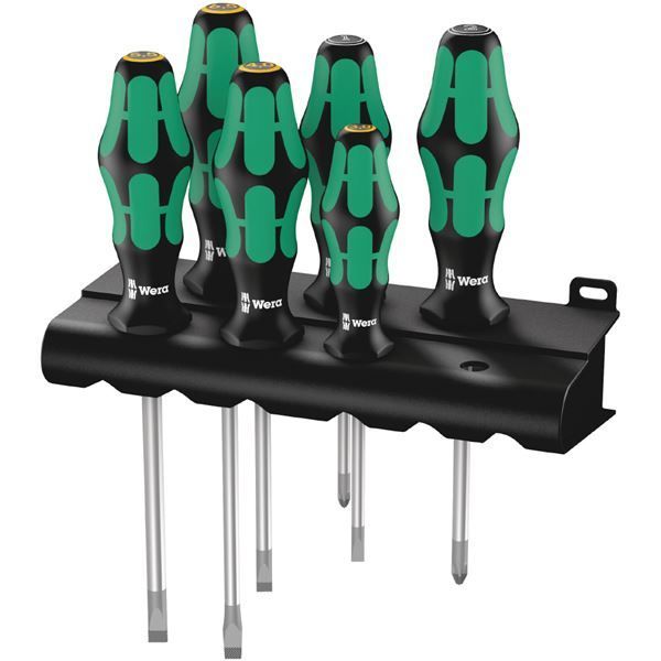 WERA ヴェラ 6本組 Kraftform Plus ハンドル マイナス ポジドライブドライバーセット ラック付 105656 工具 ツール DIY