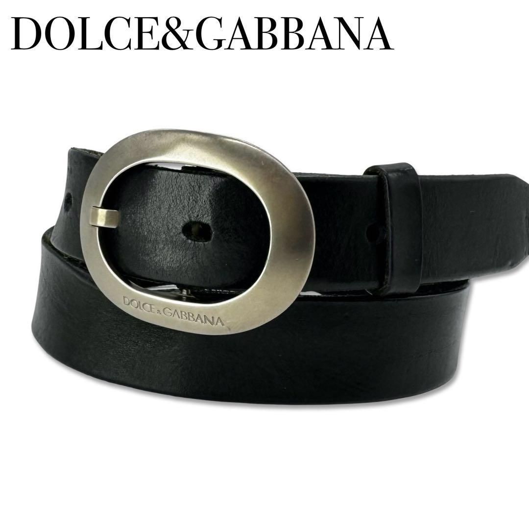 DOLCE＆GABBANA ドルチェ&ガッバーナ ドルガバ レザー ベルト メンズ ブラック シルバー 黒 - メルカリ