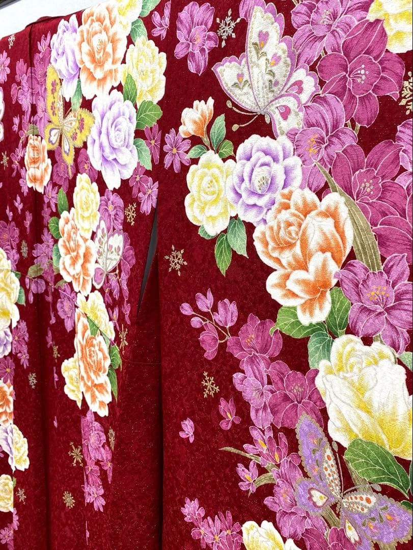 振袖 豪華 銀通し 金彩 銀彩 ラメ刺繍 薔薇 身丈169cm 撥水加工済