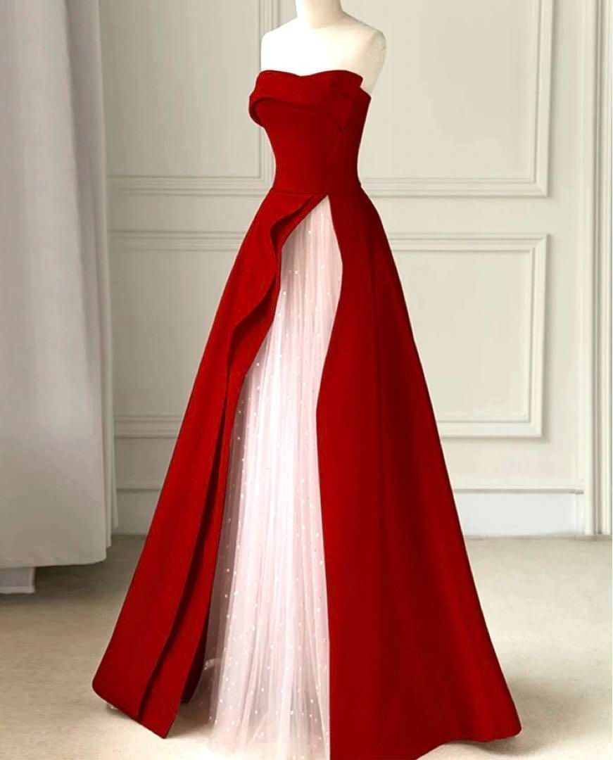 シンプルオシャレなバイカラー ベアイブニングドレス?.?