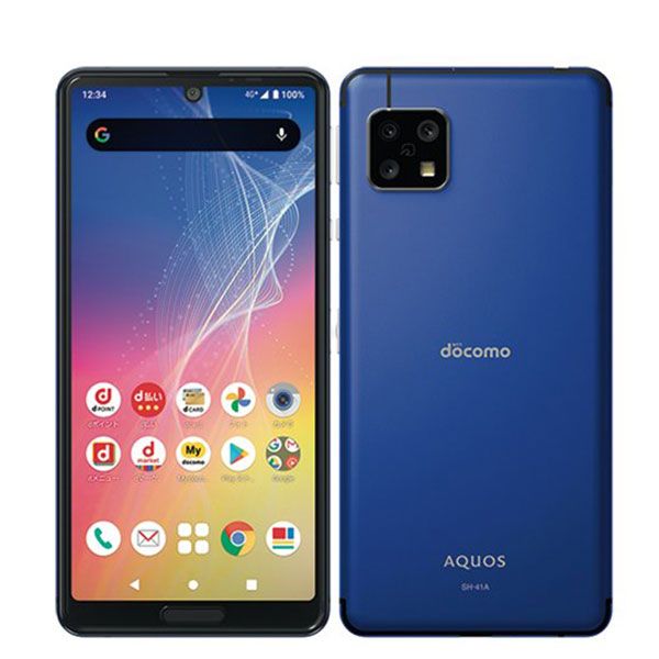 中古】 SH-41A AQUOS sense4 ブルー SIMフリー 本体 ドコモ スマホ ...