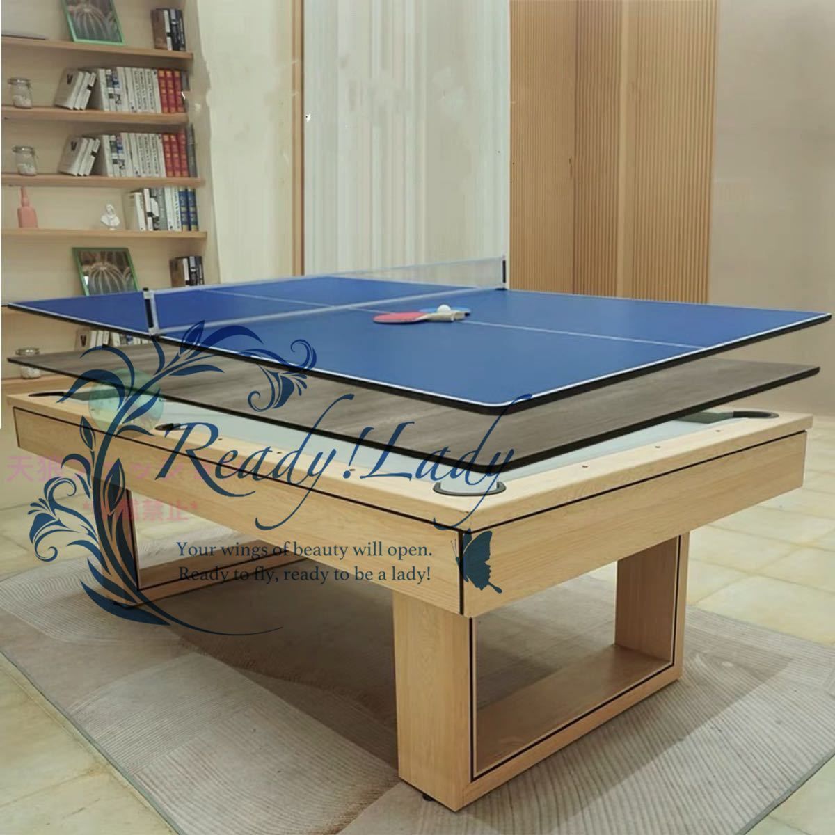 北欧風 3in1 マルチゲームテーブル 卓球 ビリヤード 店舗 家庭 8フィート ○北欧風 3in1 マルチゲームテーブル ビリヤード 卓球