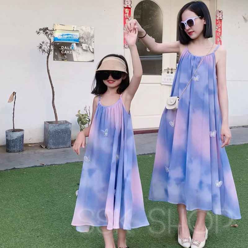 ビーチウェア 親子ペアルック 親子服 親子コーデ お揃い 親子 キャミソールワンピース ロングワンピース ドレス お揃い ペアルック マッチング衣装 リゾート 海 母 娘 ママ ガール 子供 女性